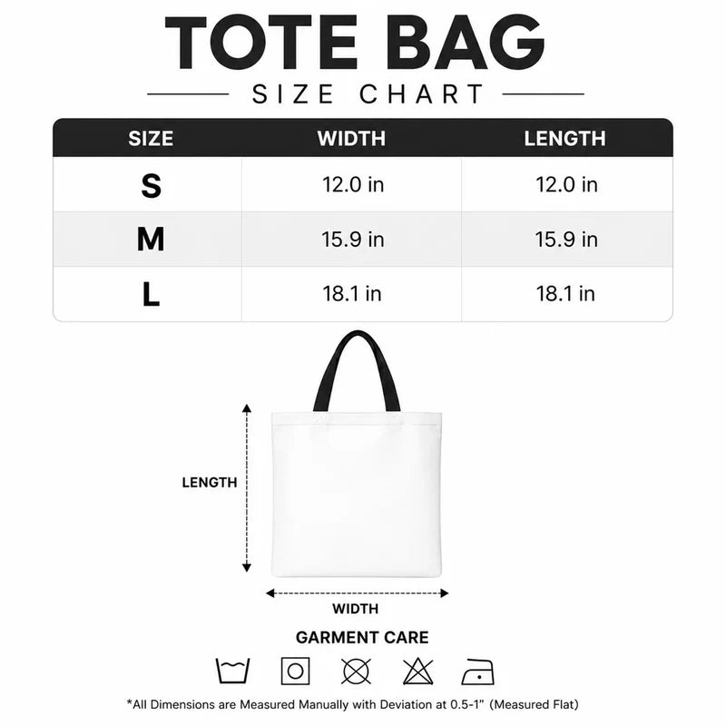 Delaware Looks Good On Me Tote Bag - Size Chart